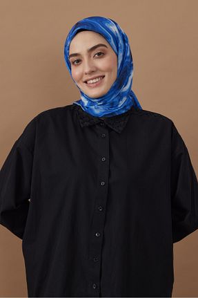 روسری سرمه ای 100 x 100 Modakaşmir - کد 877449457