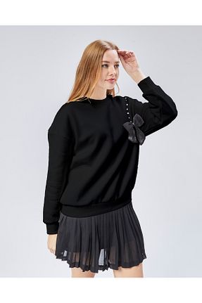 سوئیشرت مشکی زنانه ساده Purpleclo - کد 877466043