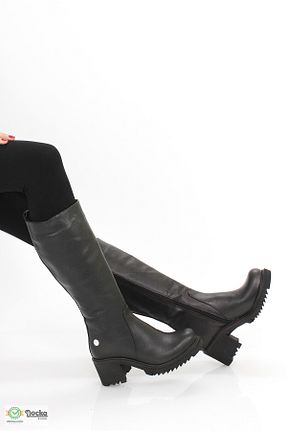 چکمه مشکی زنانه چرم خالص Mammamia - کد 877464849