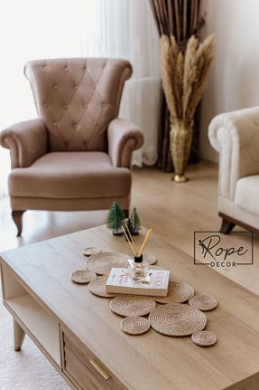 سرویس آمریکائی قهوه ای Asimetrik Rope Decor - کد 65943132