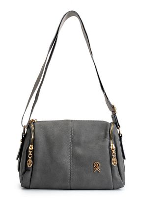 کیف دوشی طوسی زنانه چرم مصنوعی minebag - کد 877512060