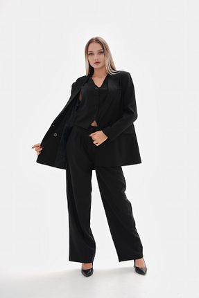 ست بالاتنه و پائین تنه مشکی زنانه بافتنی VOVSTYLE - کد 877144006