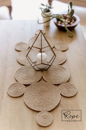 سرویس آمریکائی قهوه ای Asimetrik Rope Decor - کد 65943132