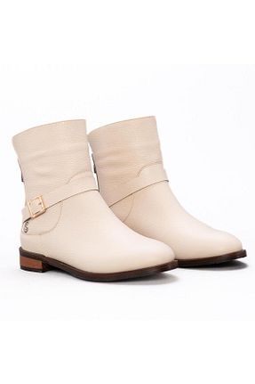 بوت / نیم بوت بژ زنانه چرم خالص Gusse - کد 877516737