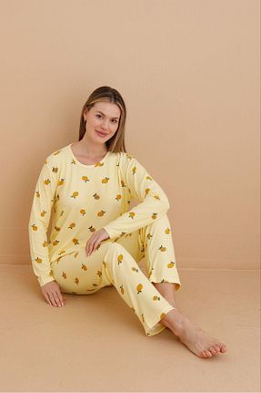 ست لباس راحتی زرد زنانه چاپی Meba - کد 877525437