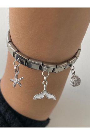 دستبند استیل (فولاد) سفید بچه گانه استیل ضد زنگ kesmia - کد 877541450