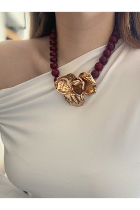 گردنبند جواهر زرشکی زنانه منجق CHARMLUCKY - کد 877575908