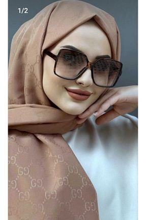 شال قهوه ای زنانه پنبه ای helya scarf - کد 877590652