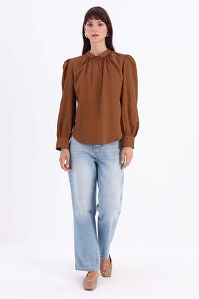 بلوز حجاب قهوه ای زنانه پنبه ای ALLDAY - کد 877602447