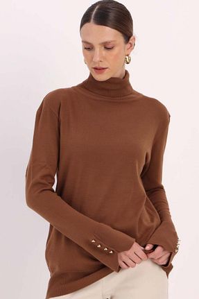 پلیور حجاب قهوه ای زنانه اکریلیک ALLDAY - کد 877600261