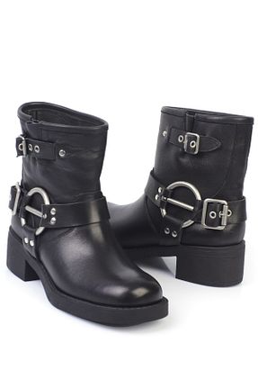 بوت / نیم بوت مشکی زنانه چرم خالص KARVENSHOES - کد 877619924