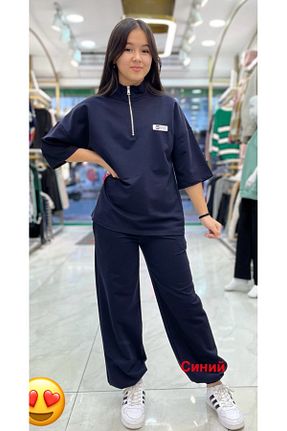 ست بالاتنه و پائین تنه سرمه ای بچه گانه بافت Minimoda Kids - کد 877619765