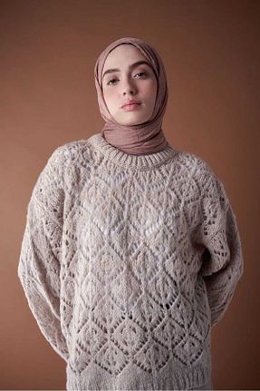 روسری قهوه ای پنبه ای Modakaşmir - کد 870782118