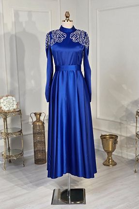 لباس سرمه ای زنانه ساتن Yonca Moda Evi - کد 877661142