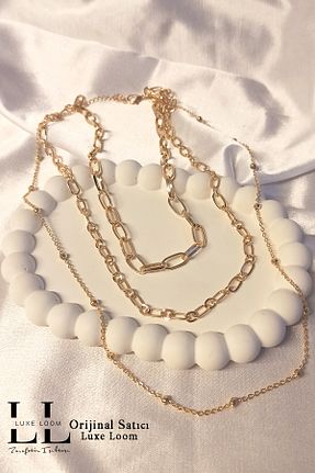 گردنبند استیل ( فولاد ) زرد زنانه Luxe Loom Zarafetin Işıltısı - کد 877671513