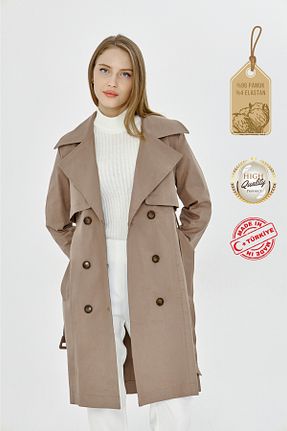 ترنچکت قهوه ای زنانه پنبه ای PASTELASTORE - کد 731172264