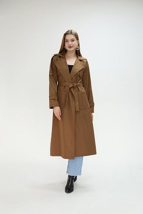 ترنچکت قهوه ای زنانه پلی استر QUBERZ - کد 877676004