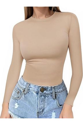 بلوز بژ زنانه ساده MADAM SHİLA - کد 877683596