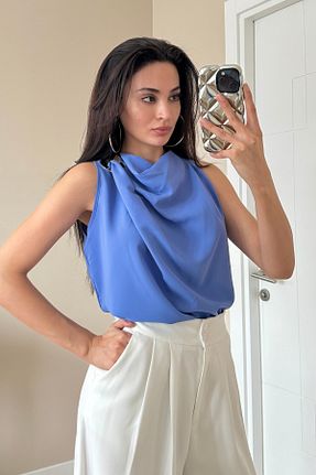 بلوز آبی زنانه ساده Serica Moda - کد 877702765