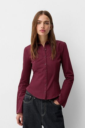 پیراهن زرشکی زنانه Fitted Bershka - کد 877741290