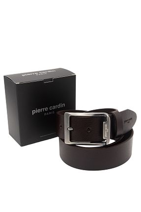 کمربند قهوه ای مردانه چرم خالص Pierre Cardin - کد 877848966