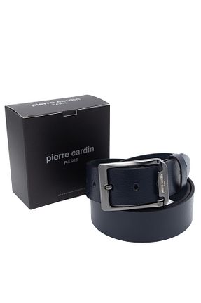 کمربند سرمه ای مردانه چرم خالص Pierre Cardin - کد 877847643