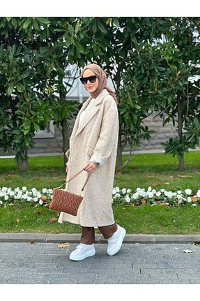 پالتو پشمی قهوه ای زنانه اورسایز cefwomans - کد 877856799