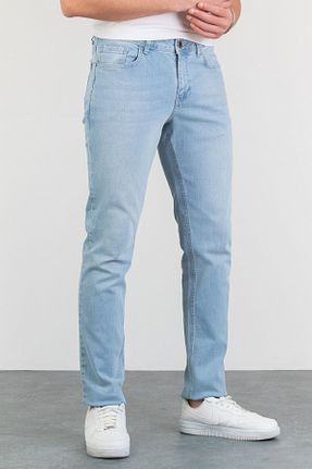 شلوار جین آبی مردانه پاچه تنگ HLT JEANS - کد 102424069