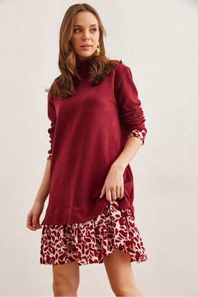 لباس زرشکی زنانه بافتنی Olalook - کد 875959932