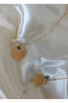 گردنبند جواهر زرد زنانه فلزی mehbek - کد 875664447