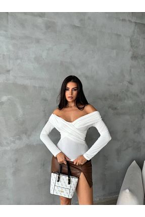 بلوز سفید زنانه ساده alenmoda - کد 875682245