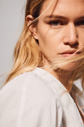 بلوز سفید زنانه ساده H&M - کد 875702787