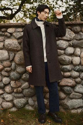 پالتو پشمی قهوه ای مردانه H&M - کد 875703115
