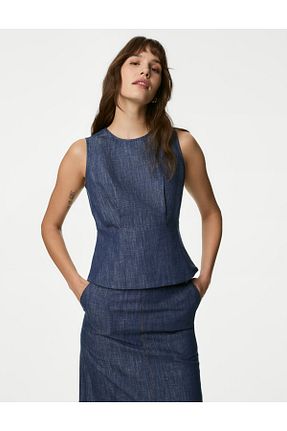 بلوز آبی زنانه ساده Marks & Spencer - کد 835575682