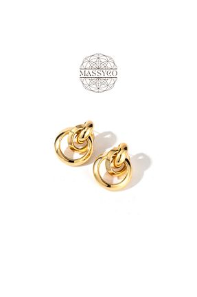گوشواره استیل (فولاد) طلائی زنانه استیل (فولاد) Mach - کد 847790457