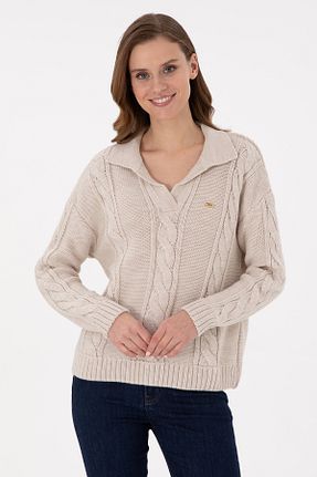 پلیور بژ زنانه ساده U.S. Polo Assn. - کد 875729318