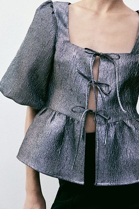 بلوز طوسی زنانه ساده H&M - کد 875704261