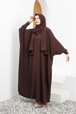 کلاه و ابایا قهوه ای زنانه پنبه پلی استر Enans Design - کد 875851402