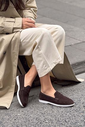 بابت قهوه ای زنانه چرم خالص NİŞANTAŞI SHOES - کد 875741297