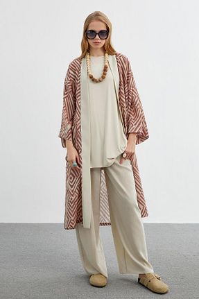 ست بالاتنه و پائین تنه حجاب قهوه ای زنانه رگولار Zühre - کد 814364829