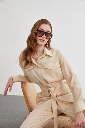 ست بالاتنه و پائین تنه بژ زنانه بافتنی Zühre - کد 822767638