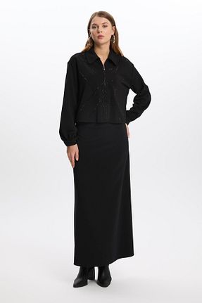 ست بالاتنه و پائین تنه حجاب مشکی زنانه رگولار Zühre - کد 871037154