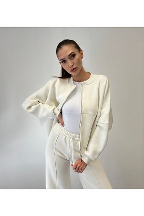 ست بالاتنه و پائین تنه سفید زنانه بافتنی ossons - کد 875896592