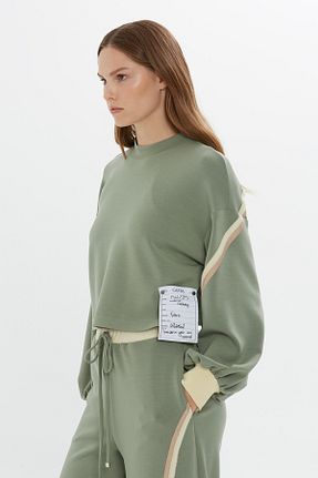 سوئیشرت سبز زنانه ساده GIZIA - کد 875905598
