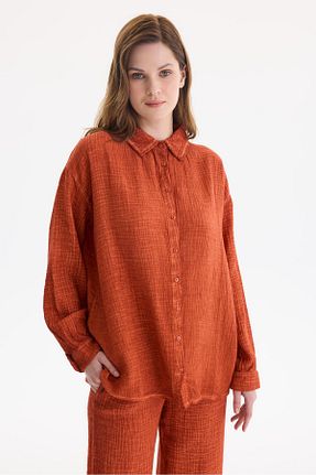 بلوز نارنجی زنانه ساده TUBİA - کد 836129483