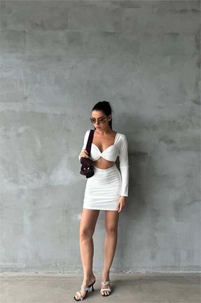 لباس سفید زنانه بافتنی dipmoda - کد 875922608