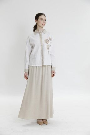 دامن بژ زنانه پارچه Sassofono - کد 875916022