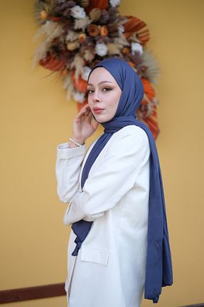 شال سرمه ای زنانه پنبه ای Zenica - کد 875941651