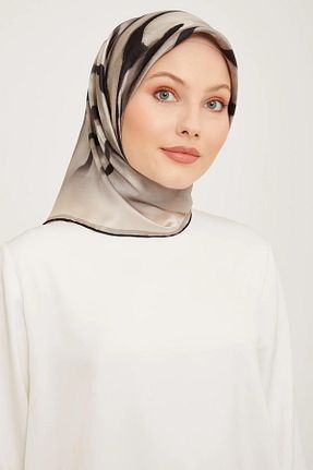 روسری سرمه ای کرپ ساتن ابریشم Armine - کد 875928096