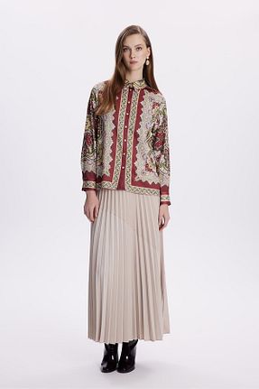 بلوز زرشکی زنانه طرح دار Zühre - کد 875932547